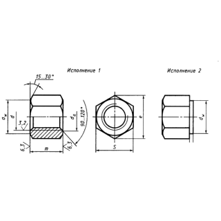 Гайка шестигранная особо высокая, класс точности В ГОСТ 15525-70 - фото - 1